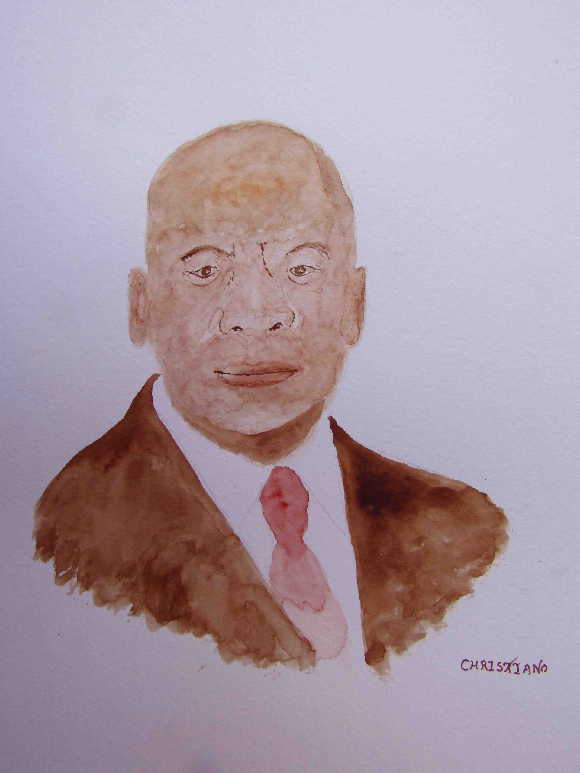 "Congressman John Lewis" Watercolor on Paper 12" x 9" C. Thomas