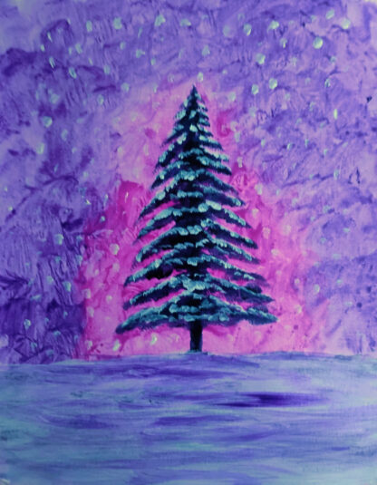 Silent Night   - Acrylic on Paper -  10" x 8" in a 14" x 11" matted frame